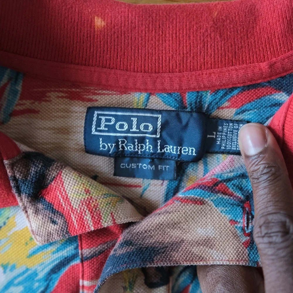 Polo Ralph Lauren Rhino Shirt Mens Red Tropical Safari Custom Fit Large Polo